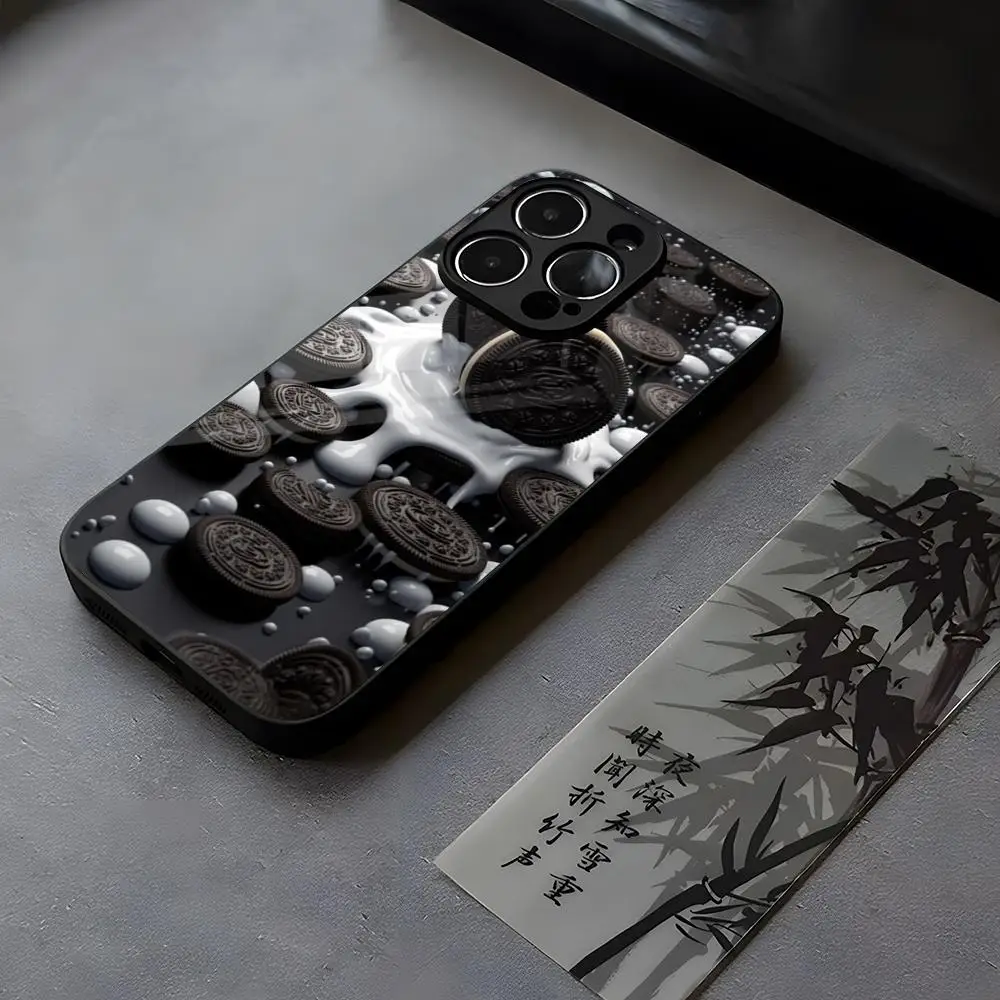 

Oreo Chocolate Phone Case Tempered Glass For IPhone 14 15 16 13 12 11 Pro XS Max Plus Mini 16e Coque