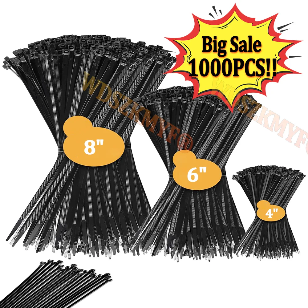 100-1000pcs Plastic Flanges Ties Cable Greenhouse Plastic Straps Velcro Nylon Cable Ties Clamp Self-locking Fastening Wire Ties
