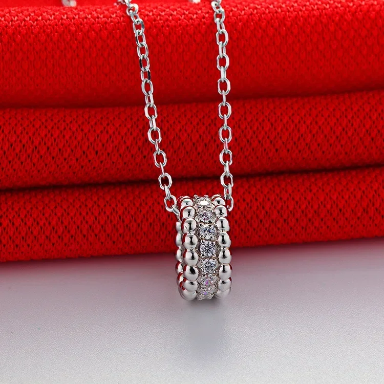 

Solid Platinum PT950 Wheel Full Of Diamonds Necklace Women Collarbone Chain With Diamond Pendant Couple Models