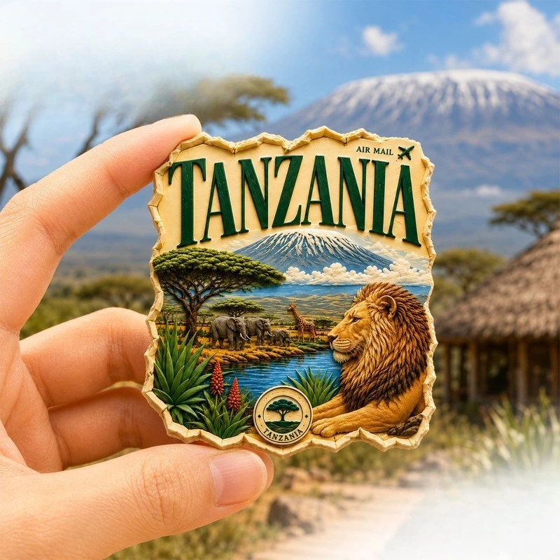 Tanzania Lion Savanna Fridge Magnet - Wild 3D Safari Souvenir Unique African Gift for Travel & Wildlife Decor