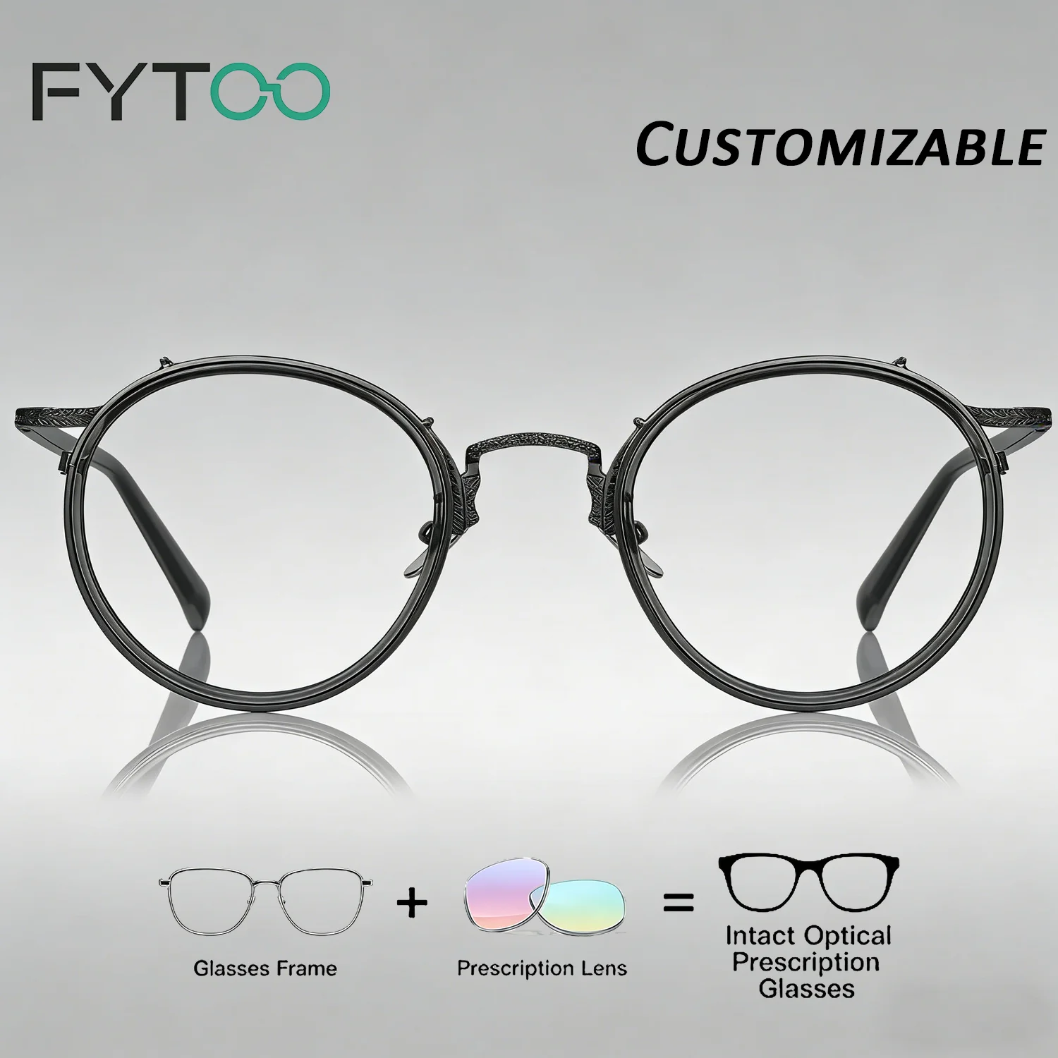 

Fytoo Round Glasses Anti Blue Light Prescription Custom Men And Women Luxury Designer Style Optical With Formula N044H