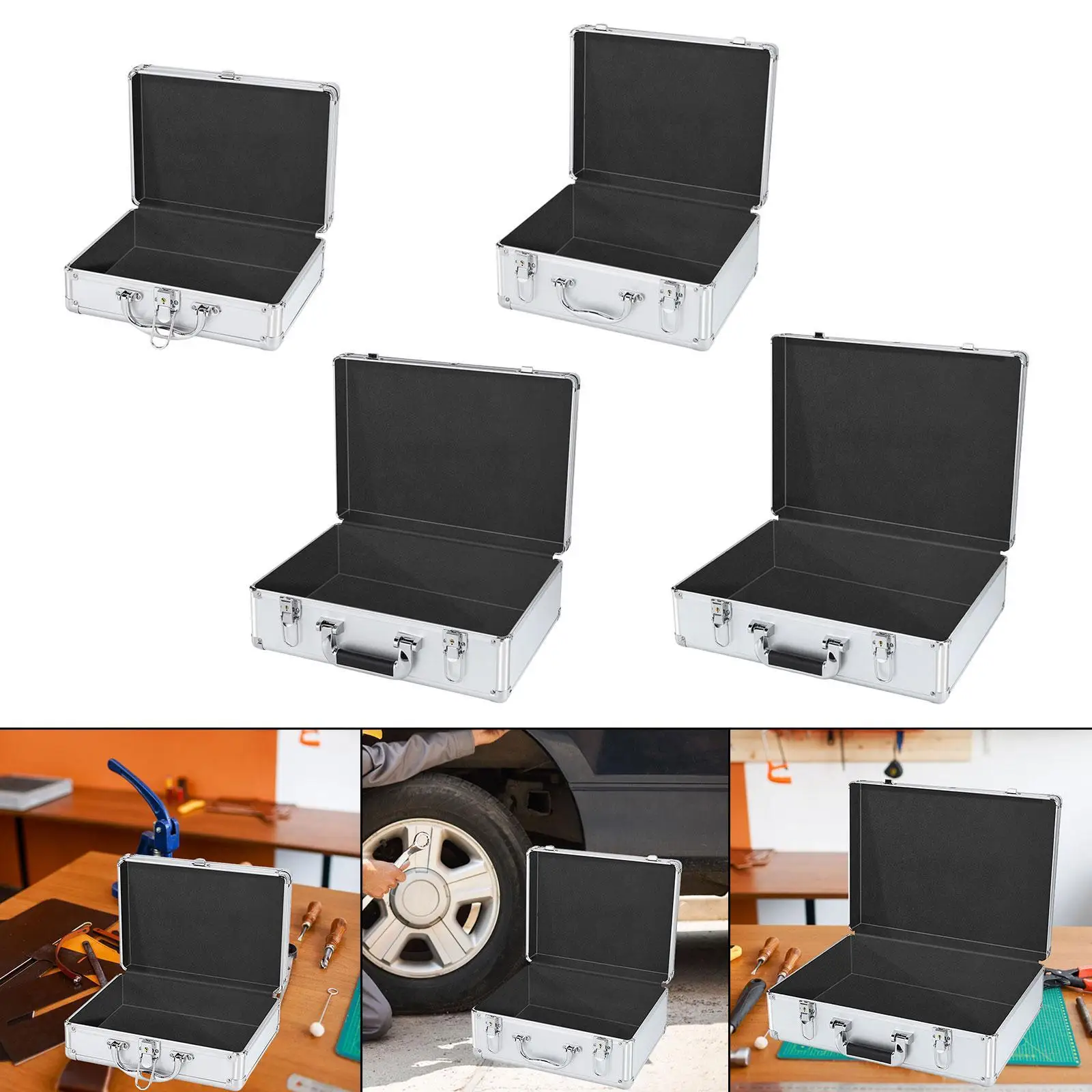 

Hard Case with Lock with Handle Container Portable Tool Box Keyed Lock Box Storage Organizer for Equipment Cameras Repair Tool