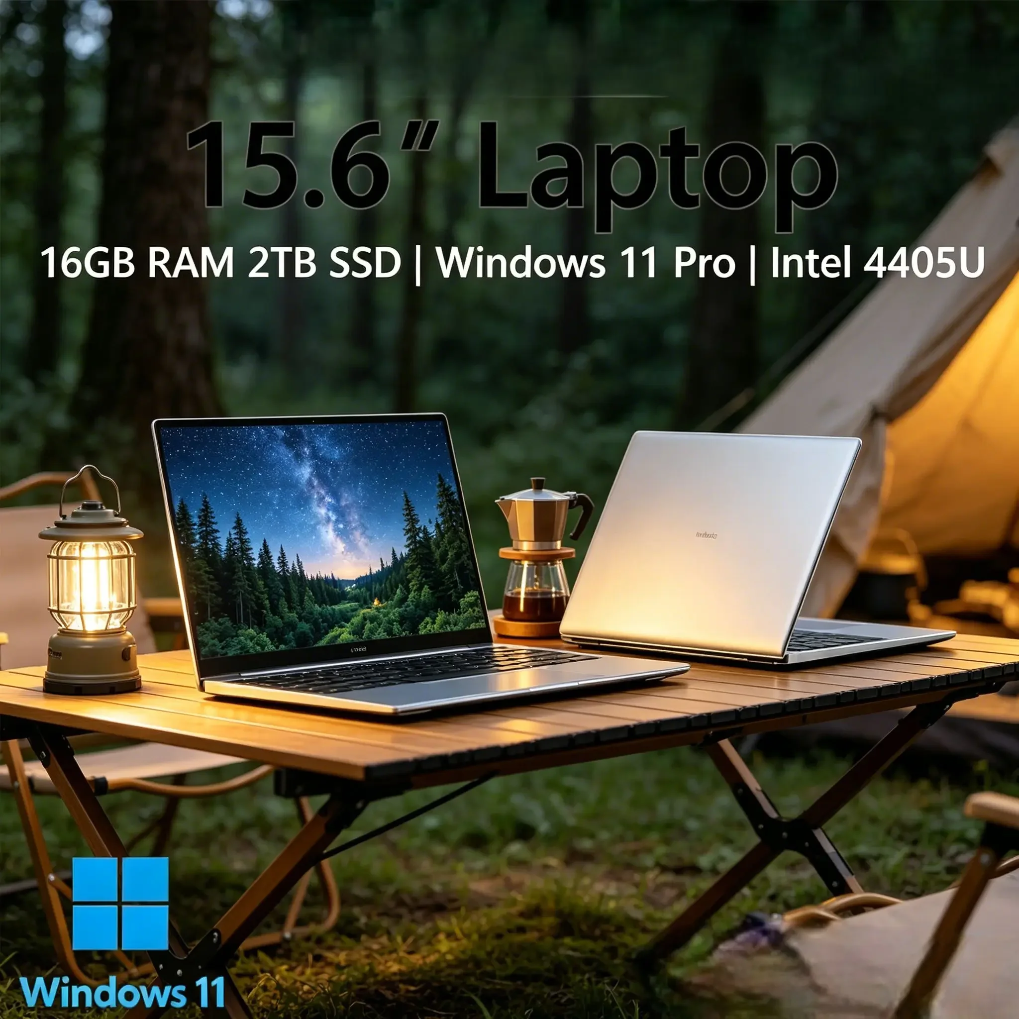 

15.6‑Inch Ultra‑Thin Lightweight Laptop, Intel Celeron 4405U, Win11 Pro, 16GB Large RAM, 2TB High‑Capacity SSD, 1080P FHD Screen