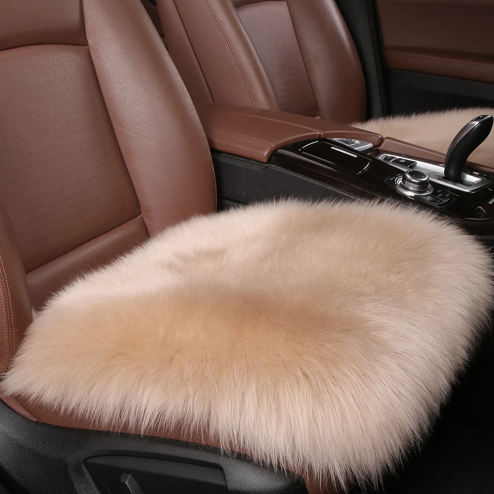 Universal Natural Fur Genuine Sheepskin Car Front Seat Cover with Comfortable Soft 2 Inch Long Fluffy Wool Auto