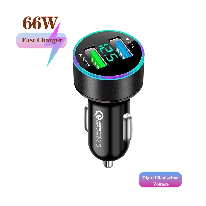 LED Display Voltmeter 3.1A Dual USB Phone Charger Car Cigarette Lighter Power Adapter Socket Splitter For 12-24V Cars Charger
