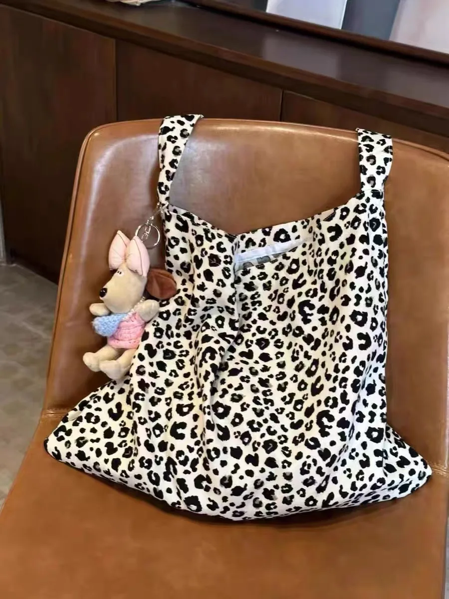 

Холщовая сумка Lazin Sle с леопардовым принтом, большая сумка на одно плечо Capaci, сумка через плечо, легкая большая сумка для блоггеров