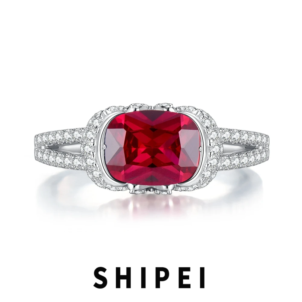 

SHIPEI Vintage Solid 925 Sterling Silver Oval 7*9 MM Ruby Gemstone Ring For Women Wedding Engagement Fine Jewelry Ring Wholesale