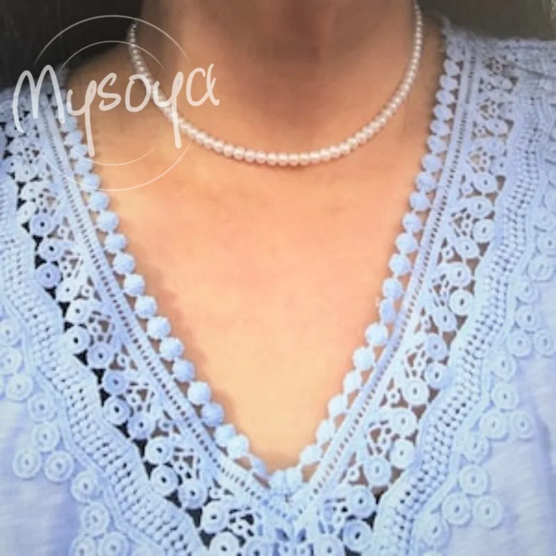 

MYSOYA White Freshwater Pearl Necklace 4-5mm With Gift Box, For Her/Him, Birthday/Wedding/Anniversary/Christmas/New Year Gift