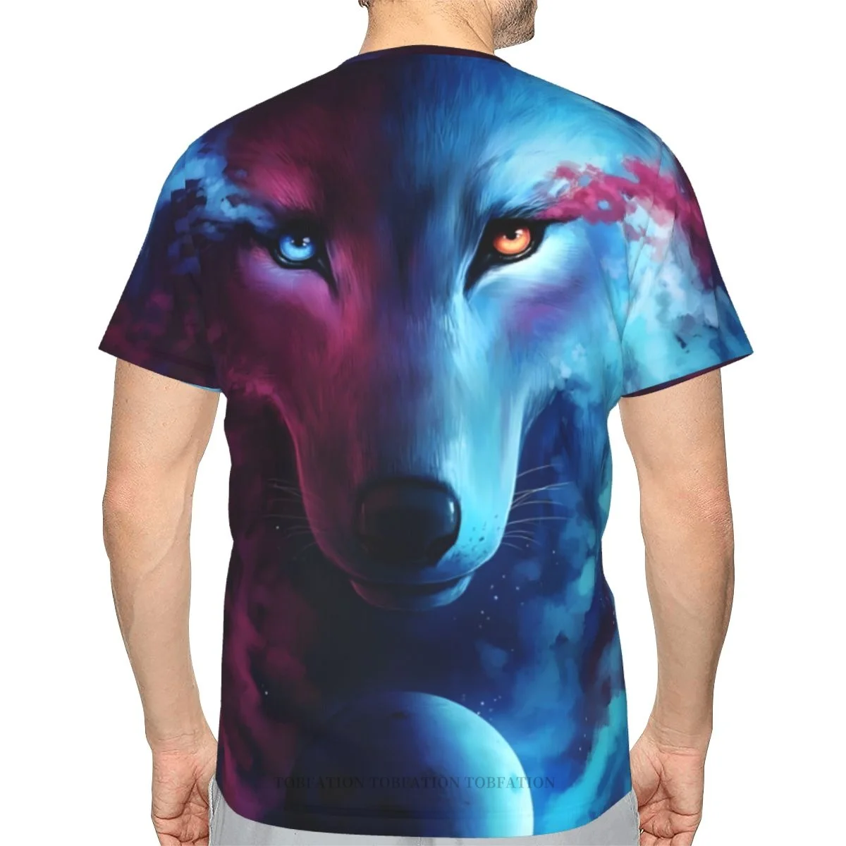 Red Blue Planet 3D Printed T Shirt For Man Space Galaxy Wolf Unisex Polyester Loose Fitness Tops Hip Hop Beach Male Tees