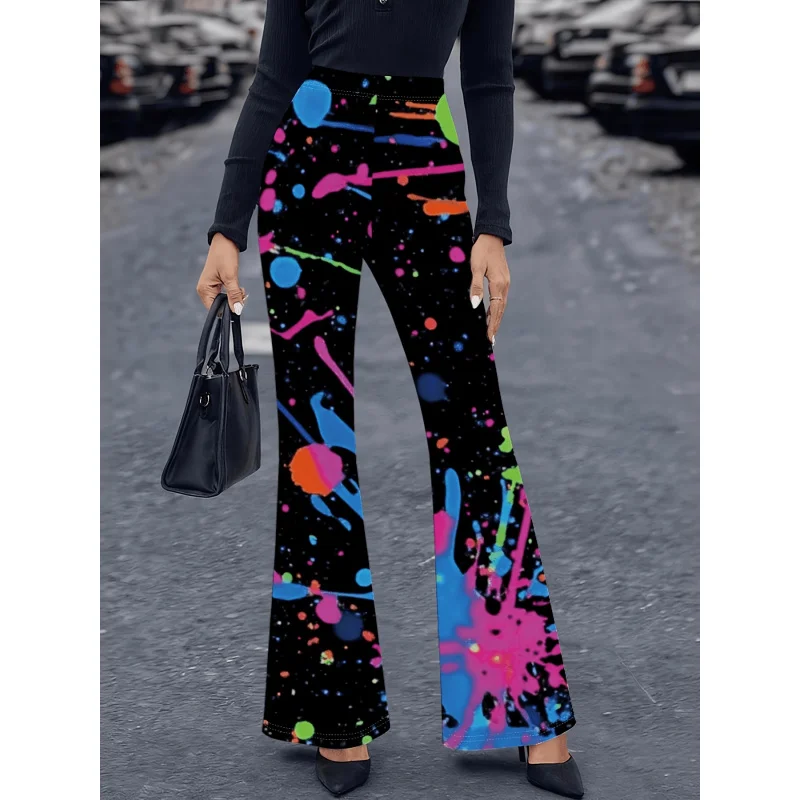 2026 Women'S High-Waisted Bohemian Flared Bell-Bottom Pants - Retro 70s Vintage Floral Print Trousers,Shable Non-Sheer