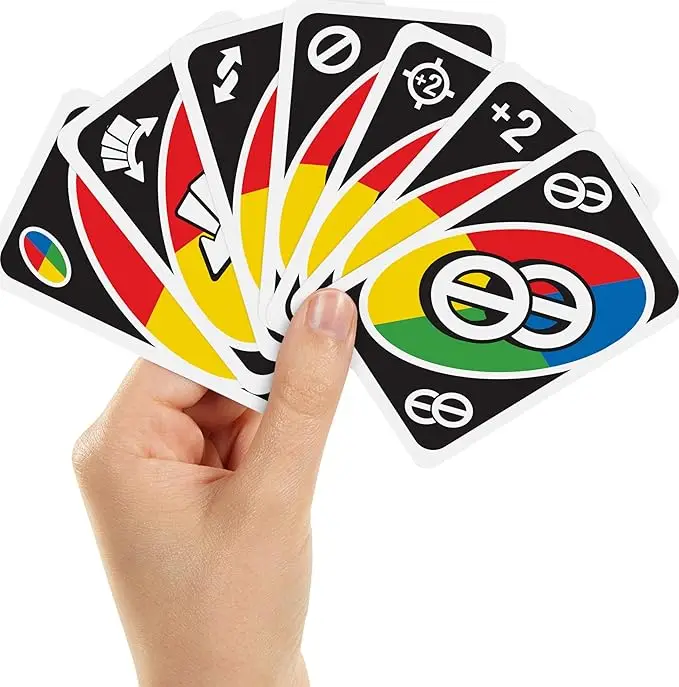 Mattel Games UNO All Wild Gioco di carte con 112 carte Regalo per bambini Famiglia da tavolo Gioco per adulti Notte per giocatori 7 anni Giocattolo più anziano