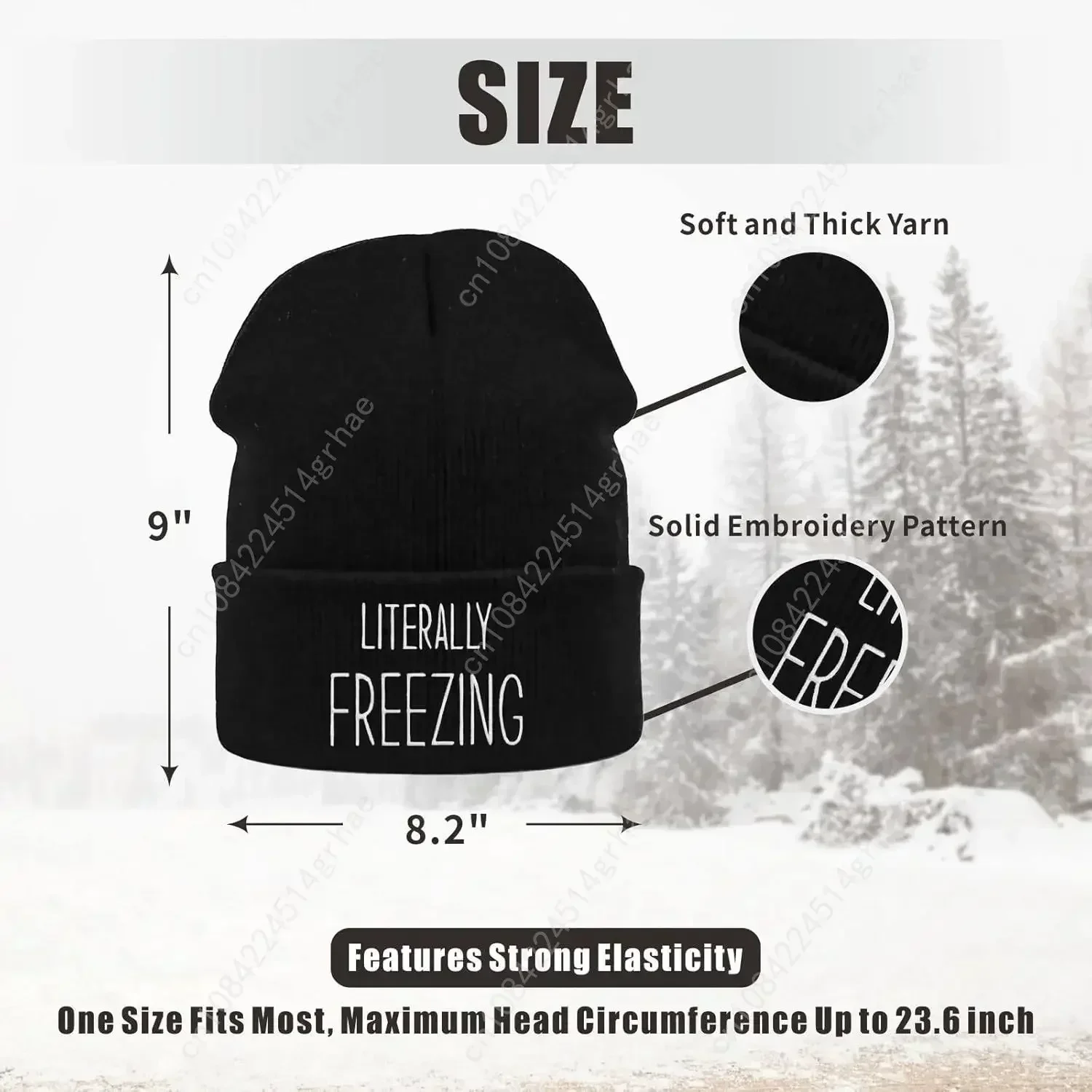 Winter Hat Beanie for Men Women Literally Freezing Funny Slouchy Knit Cuffed Beanie Skull Cap Hat Custom Unisex Warm Soft Headwe