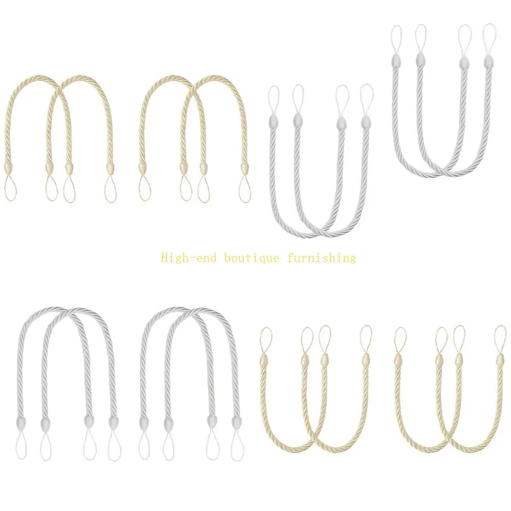 L9NB Pack of 4 Handwovens Bohos Styles Decorative Holdbacks Elegant Cotton Rope Curtain Tiebacks for Home and Office Drapes
