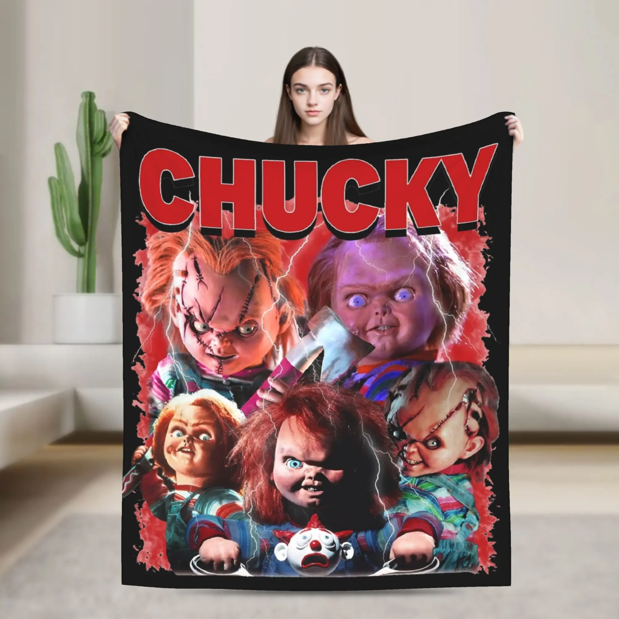 Halloween Movie Horror Chuckys Blankets Flannel Horror Movie Lightweight Thin Throw Blankets for Bed Bed Rug