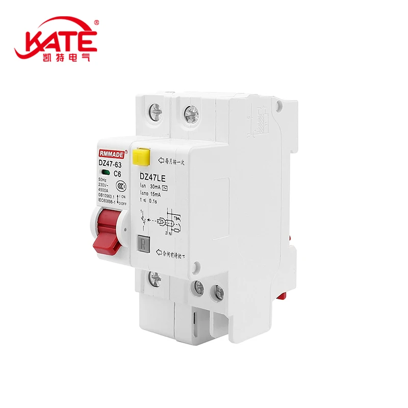 AC DZ47LE RCD RCCB Residual Current Protector 230 400V 6A-63A MCB Din Rail Mount Disconnector Residual Current Circuit Breaker