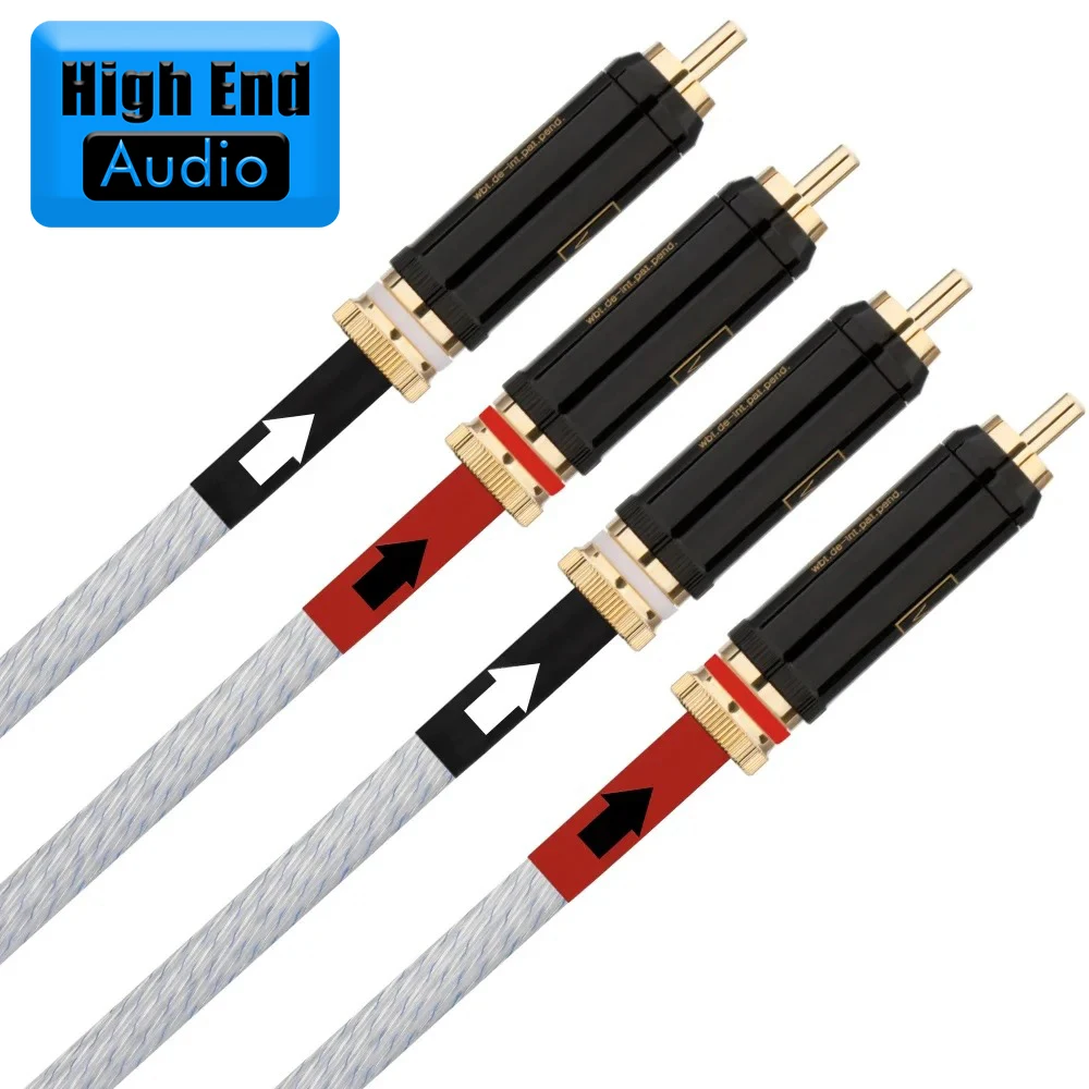 Pair 12Cores OCC Silver Plated RCA Cable WBT RCA Plug solder Locked Gold Plated 2RCA to 2RCA Line Hifi RCA Interconnect Cable