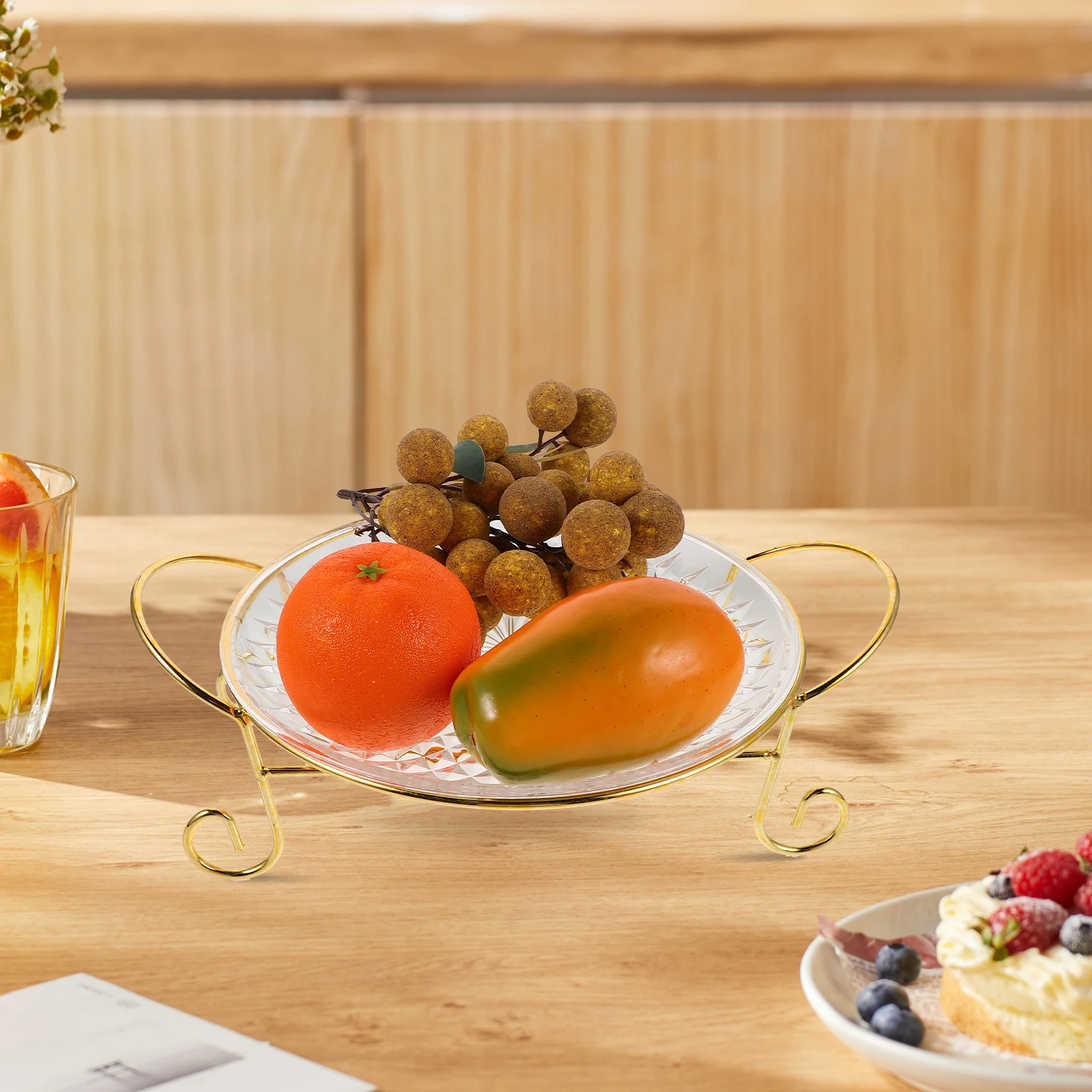 

European Creative Fruit Plate Circle Food Tray Drinks Decorative for Kitchen Counter Centerpiece Footed Serving Trayround Table
