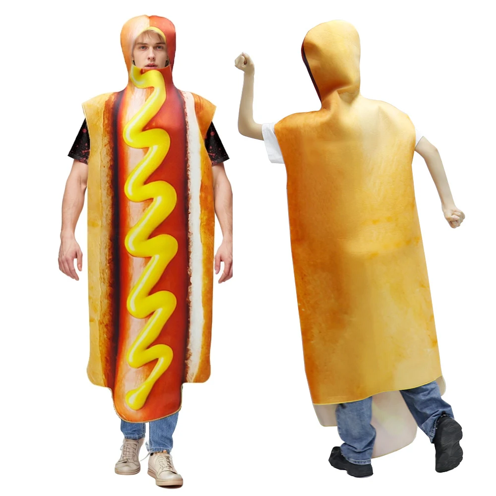 

Hot Dog Costume Adult Delicious Food Carnival Cosplay Bread Funny Stage Costumes Party Outfit Festival Parade Unisex Clothing