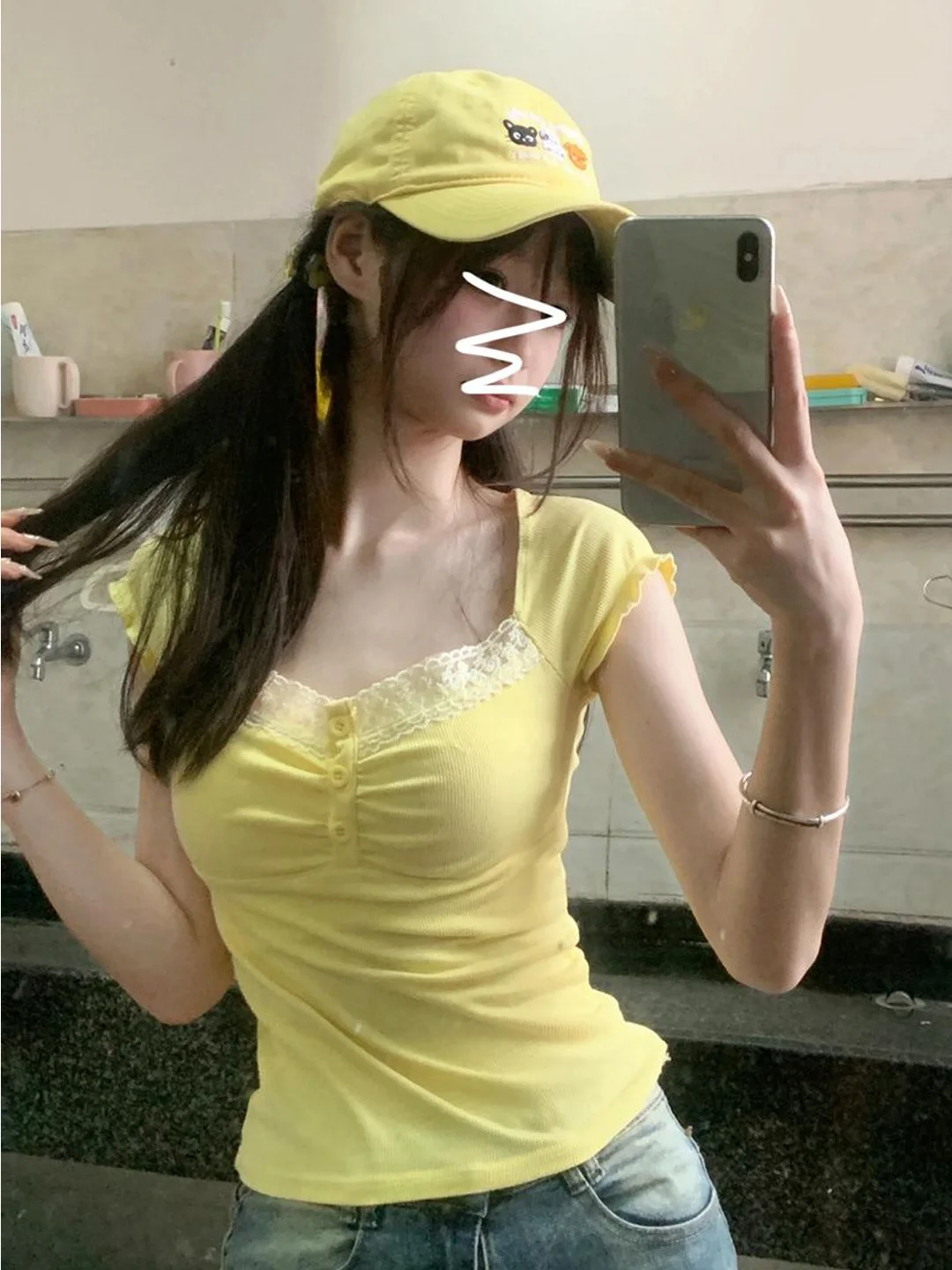 

Новая женская летняя футболка Pure Desire с кружевной отделкой, укороченная, приталенная, с эффектом стройности, повседневная, элегантная