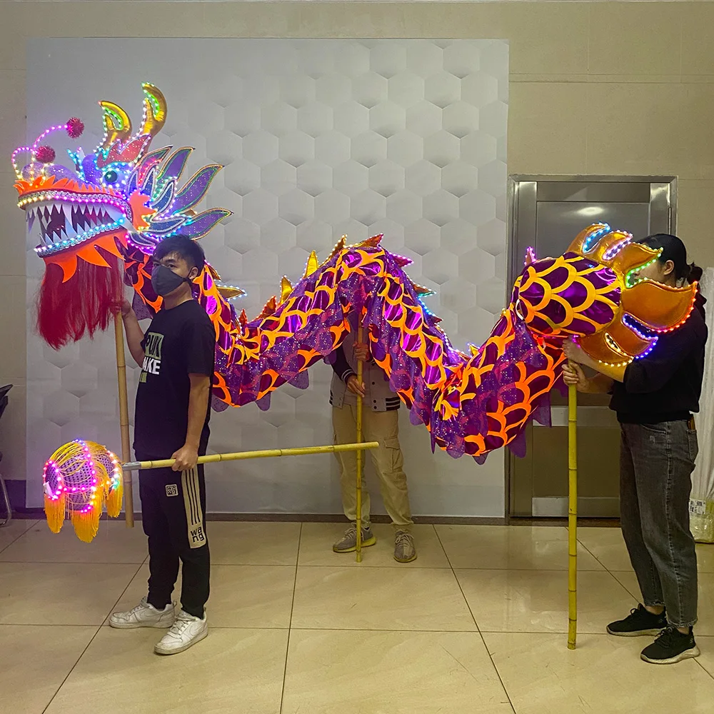 

Chinese traditional LED dragon dance full set of light dragon hand rod bronzing dragon party performance luminescent dragon