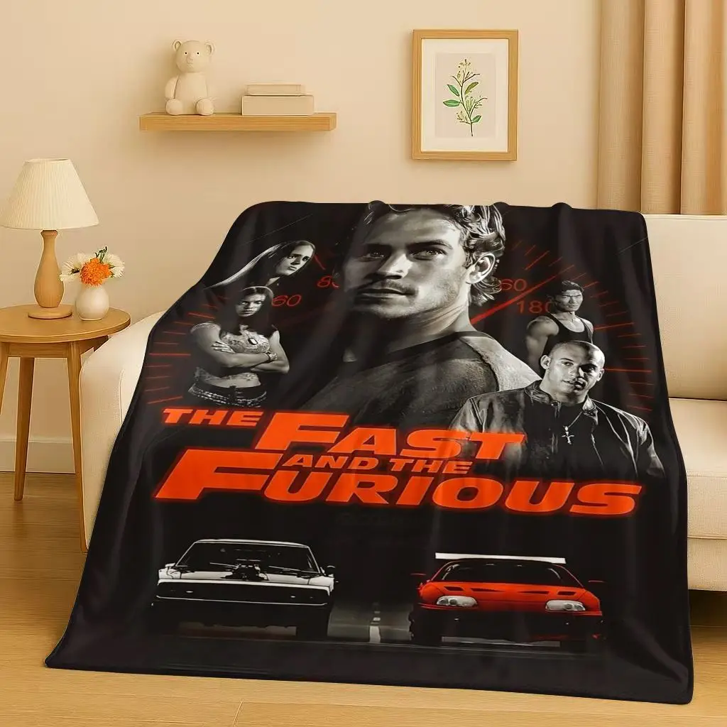 HD Fast F-Furious Vin Diesel Racing Car Flannel Blanket,Ultra Soft Warm Plush Throw for Home Bedroom Bed Sofa Cover Picnic Kids