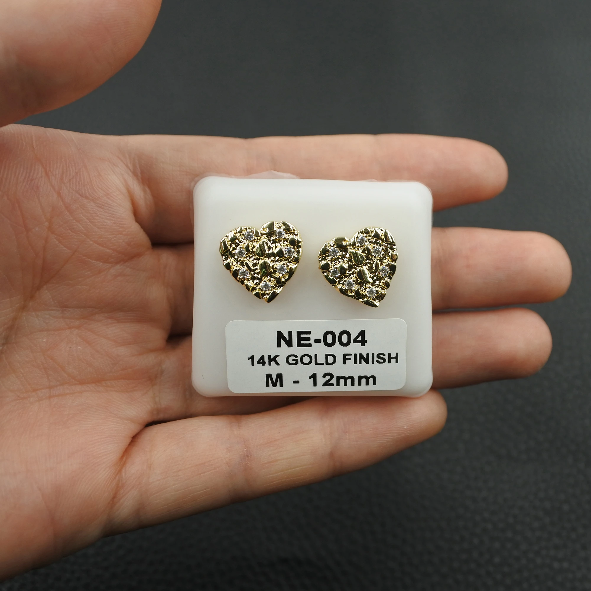 14K مطلية بالذهب الهيب هوب الكتلة وأقراط 8 مللي متر-12 مللي متر AAA تشيكوسلوفاكيا زركون شكل قلب مجوهرات الأزياء للرجال والنساء روك