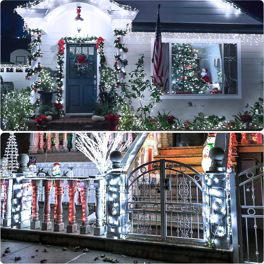 

1Pcs Solar LED String Lights for Outdoor Christmas Decoration with 8 Lighting Modes Twinkling Solar Powered Fairy Lights
