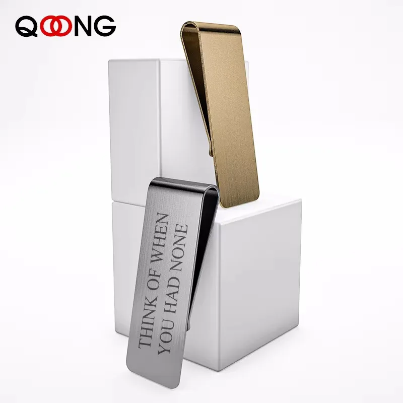 Custom Lettering Stainless Steel Brass Bill Clip Clamp Couple Money Clip Wallet Slim Pocket Cash ID Credit Card Money Holder image 2