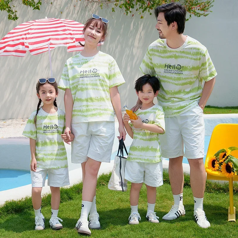 

Same Family Summer Clothing Parent-child Matching Funny Clothes Father Mother and Daughter Son Cotton T Shirts Shorts Outfits