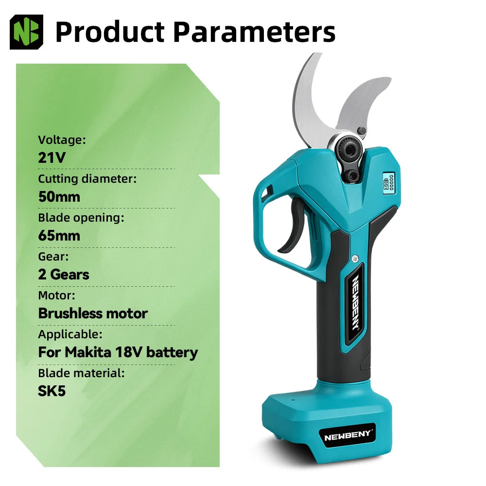 YOFIDRA 65MM Akumulatorowe Nożyce Elektryczne do Przycinania 2 Biegi Ręczne Nożyce do Cięcia Gałęzi Drzew Narzędzia Elektryczne Kompatybilne z Akumulatorami Makita