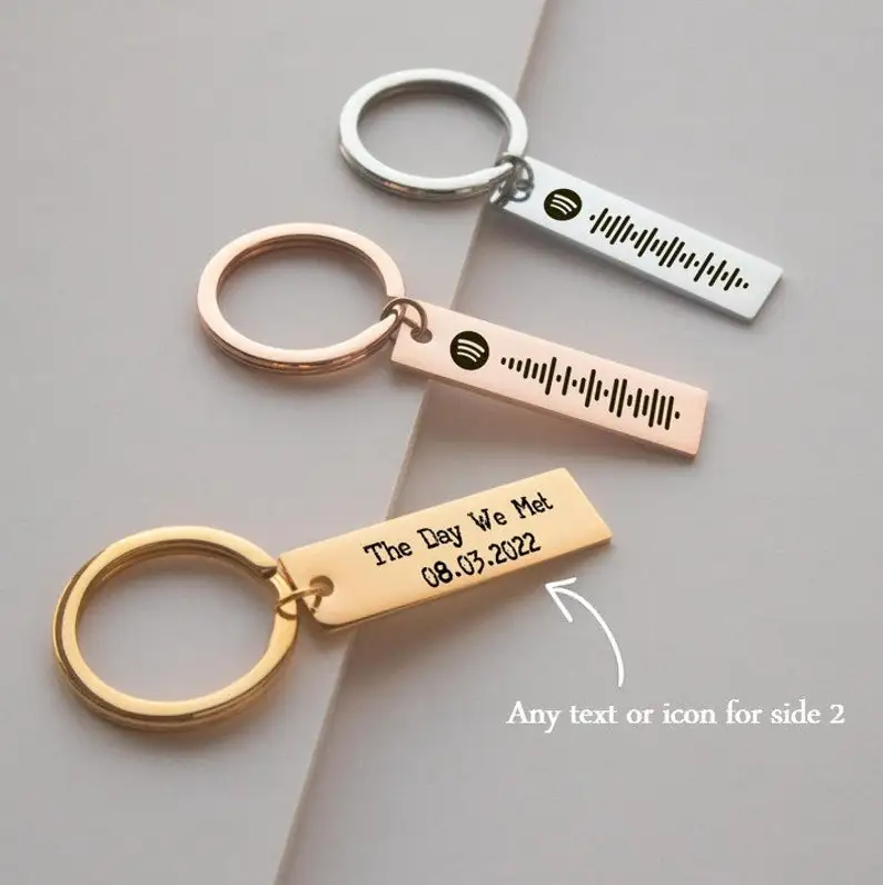 شخصية سبوتيفي المفاتيح الموسيقى الماسح الضوئي كيرينغ مخصصة الفولاذ المقاوم للصدأ الموسيقى كيرينغ هدية الذكرى السنوية لعيد الميلاد #1