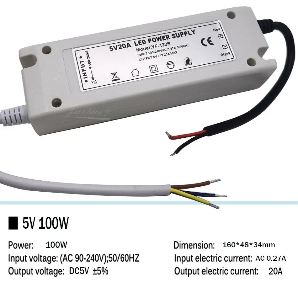 5 V Netzteil 12 V Led-treiber 5 Volt Power Adapter 12 Volt 60W 72W 100W AC 110V 220V zu DC 5 V 12 V 8A 20A Led-streifen Transformator