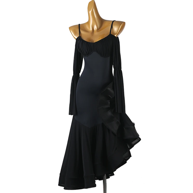 Trajes de baile de salón para mujer, vestido de manga larga sexy y adelgazante personalizado, vestidos de baile modernos