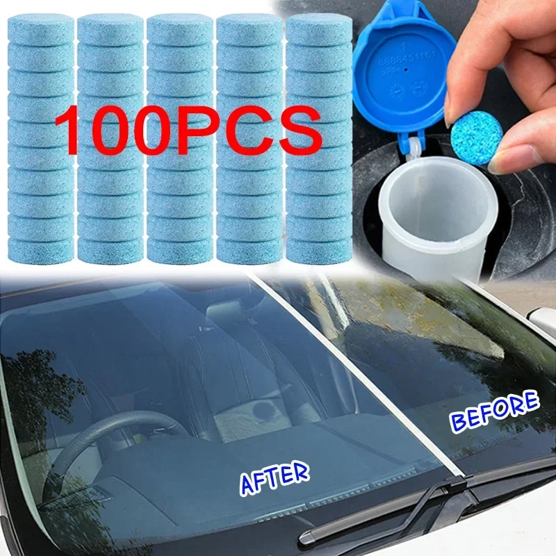 Car Universal Windshield Cleaner Effervescent Tablet Window Glass Washer Fluid Concentrated Solid Set Remove Stains BlueType