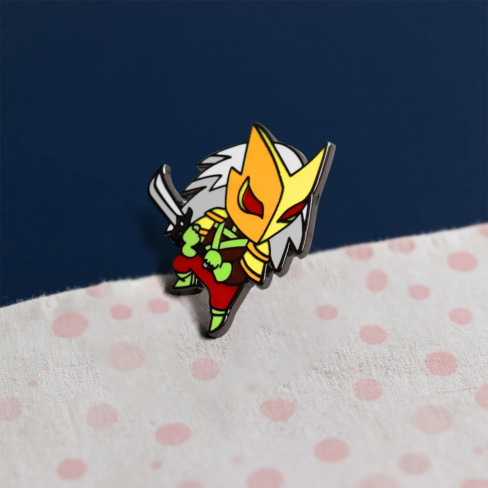 Retro Style Gold Helmet Warrior Brooch Slay The Spire Warrior Badge Q Version Hero Wielding Sword Enamel Pin Game Peripheral