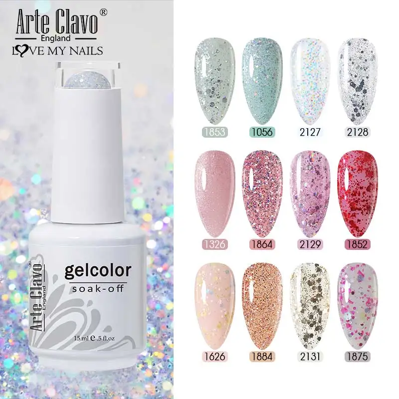 Arte Clavo brokatowy lakier do paznokci podkład Top Coat Art Mix kolor paznokci żel UV paznokci LED Semi permanent paznokci lakier typu Soak Off żel