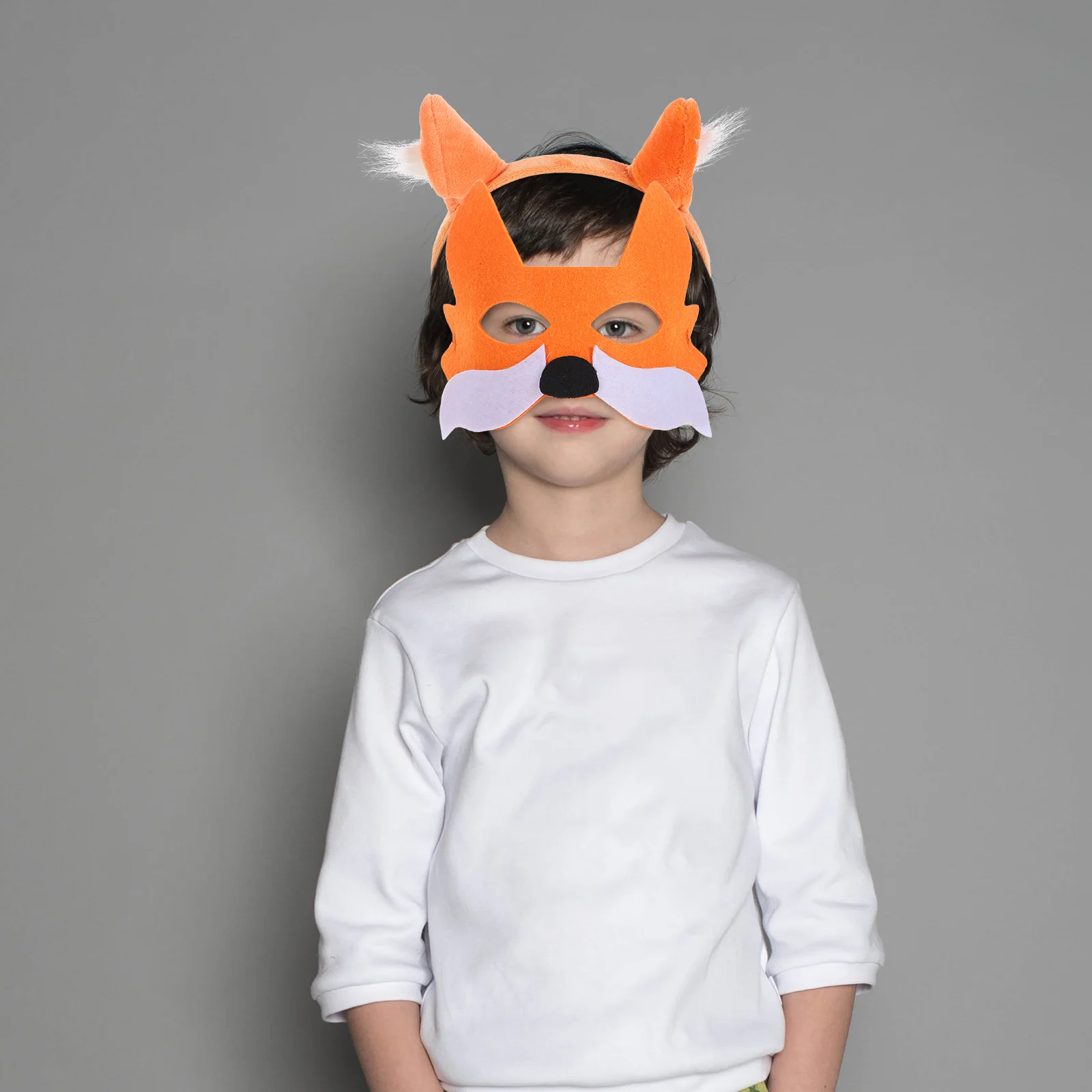 Masque de renard, ensemble de vêtements d'animaux, Costumes de Cosplay pour enfants, Clip d'oreille en queue, fausse fourrure, masque de renard, fournitures de fête de mascarade sur scène