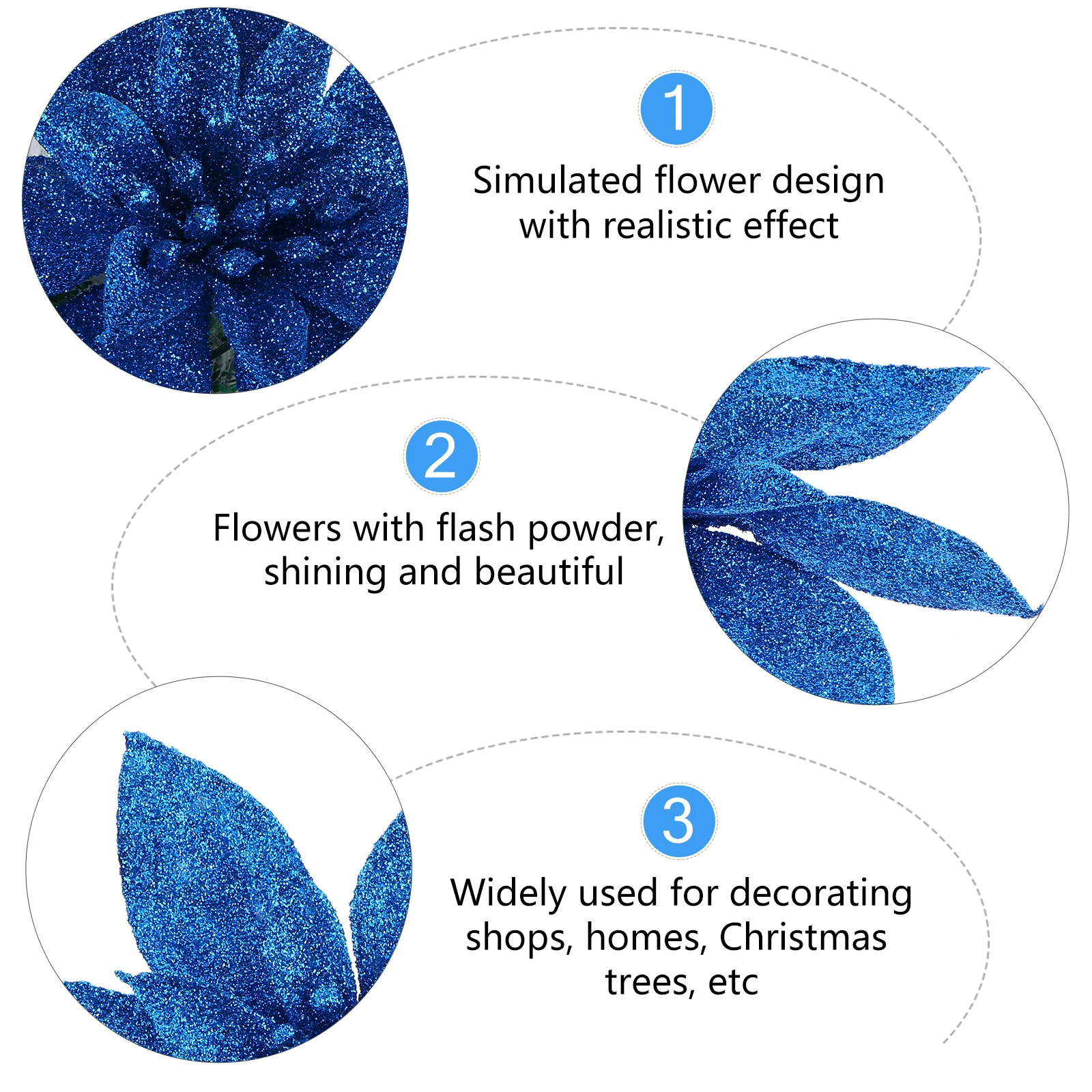 

9Pcs Christmas Flower Artificial Simulation Decoration Elegant Xmas Tree Ornament Party Accessory Christmas Simulation Flower