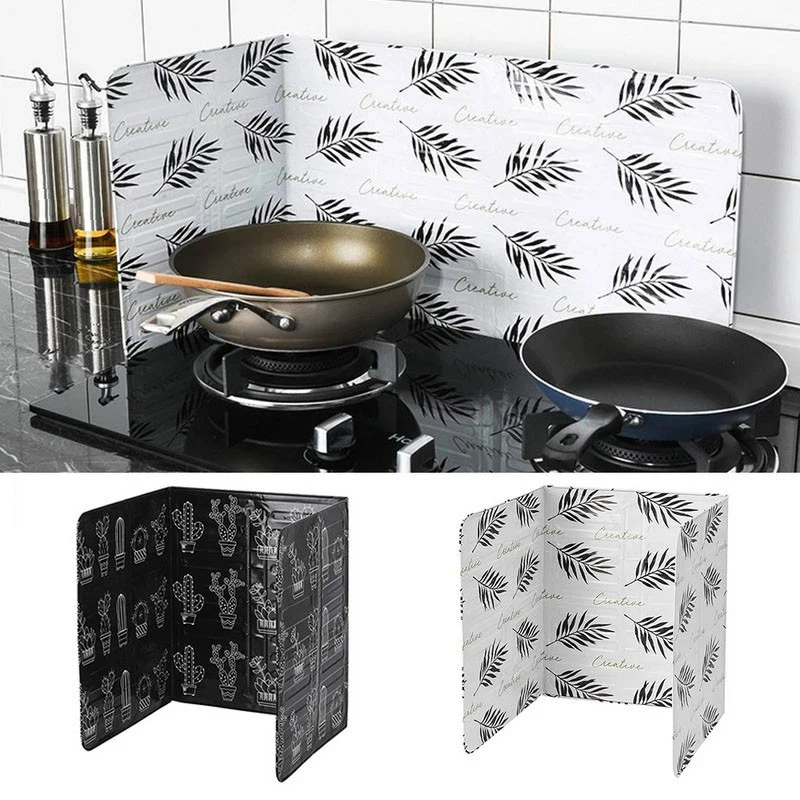 Aluminum Foldable Kitchen Gas Stove Baffle Plate Kitchen Frying Pan Oil Splash Protection Screen Kitchen Accessories