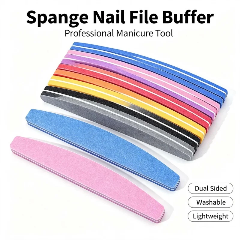 5Pcs Double-Sided Sponge Nail File Block,Nail Buffing Sanding Buffer Strip,Nail Polish Polisher for Manicure & Pedicure Care