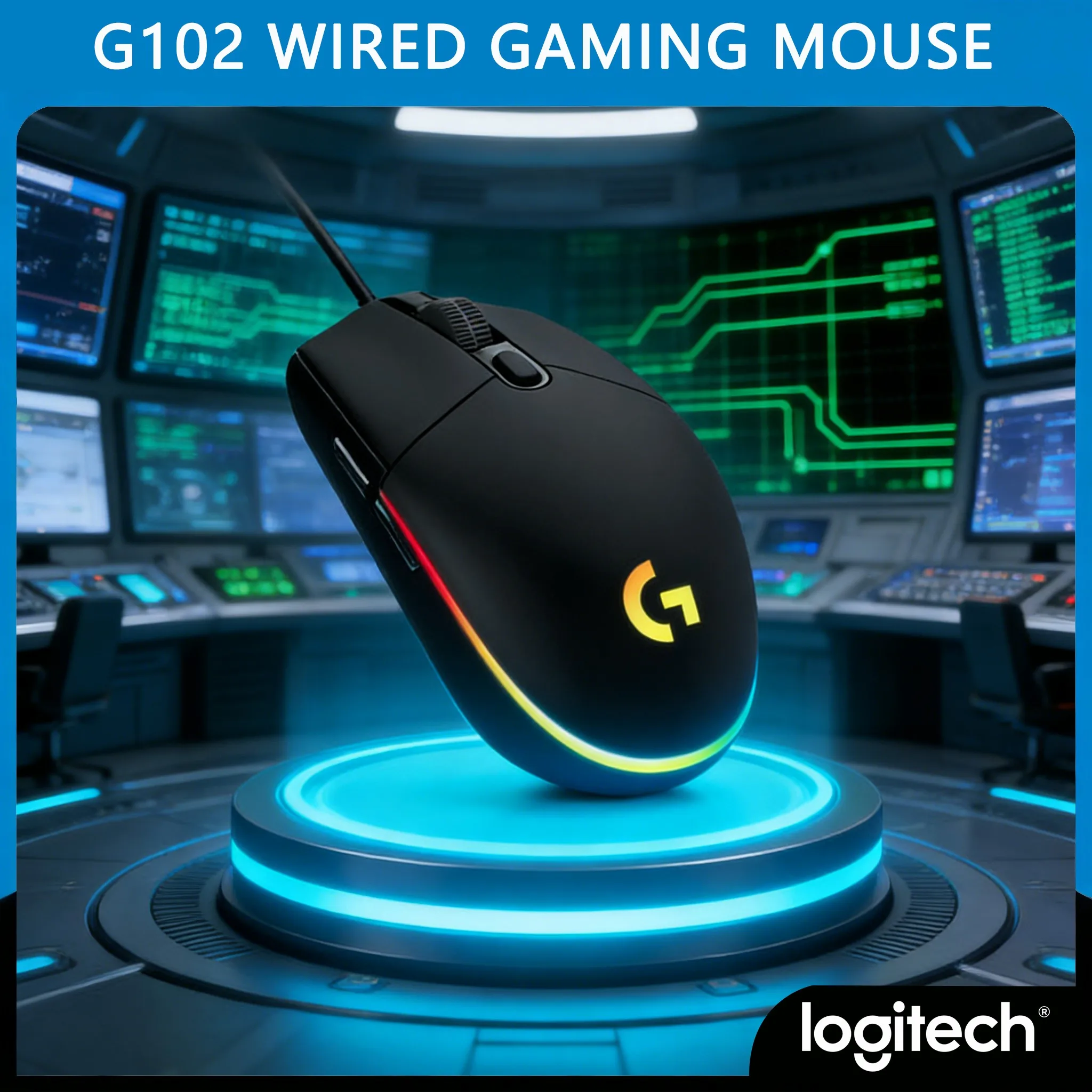 

Программируемая проводная мышь Logitech G102 с встроенной памятью и удобным захватом
