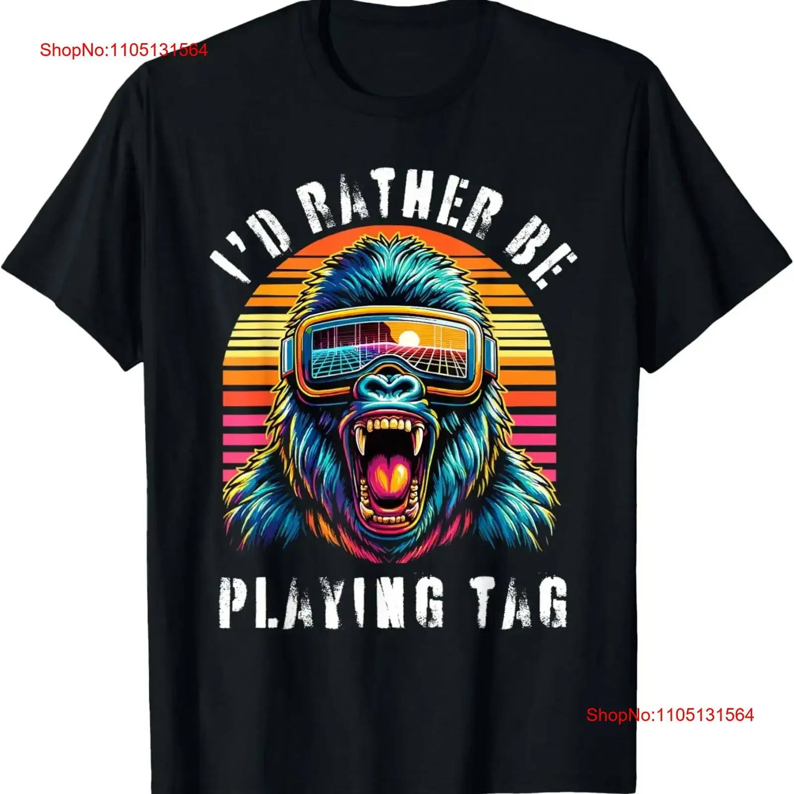 I'd Rather Be Playing Tag Ape Monkey Primate VR Game T Shirt  vintage Washed graphic Stretched designer clothes streetwear
