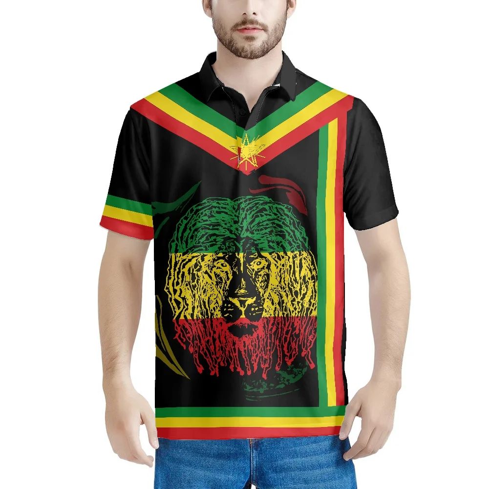 Polo Shirt For Men Ethiopia Logo Tribal Design Shirts For Men Custom Logo Oversized Custom Own Design T Shirts For Men Stylish