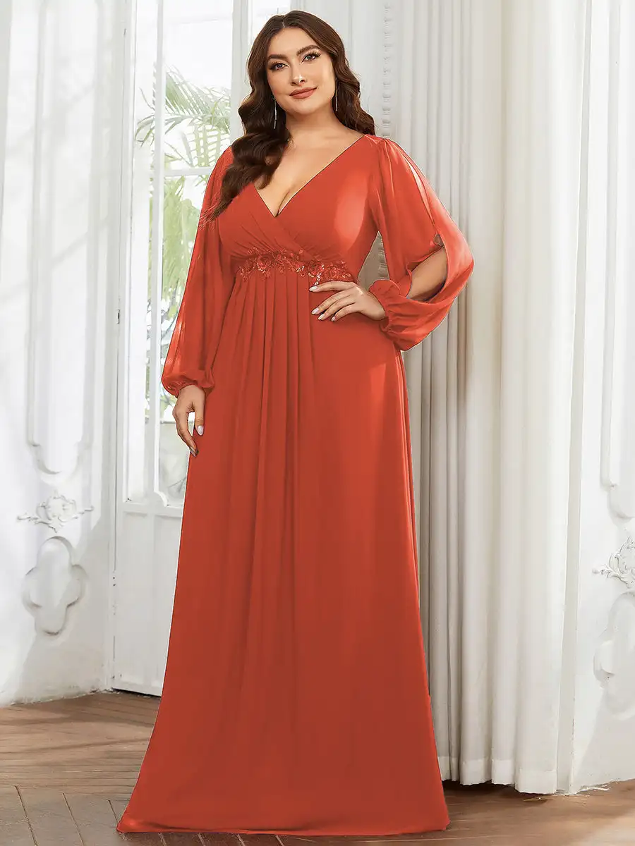 chinese dress ladies Lace-Bodice La Femme Plus-Size Prom Dress