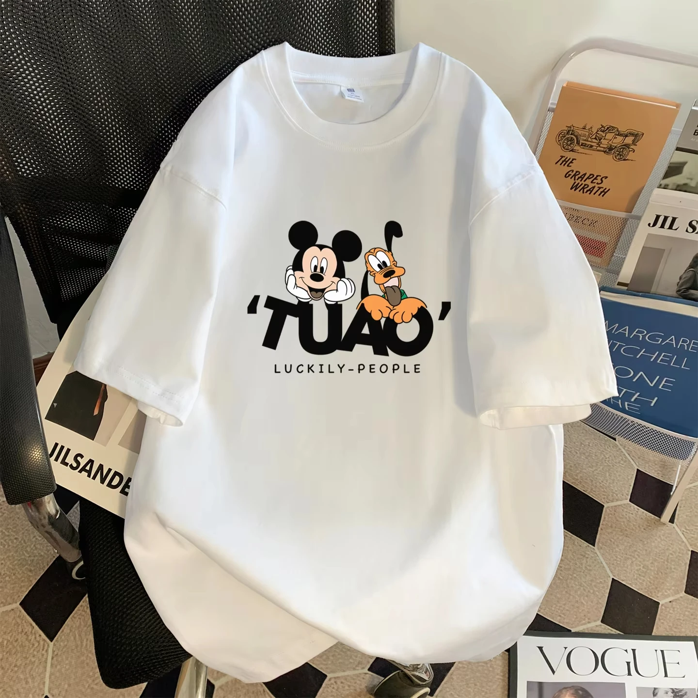 

Зимняя летняя осенняя мужская футболка с Микки Маусом по индивидуальному заказу, мягкая хлопковая футболка с короткими рукавами, свободная посадка, повседневная уличная мода