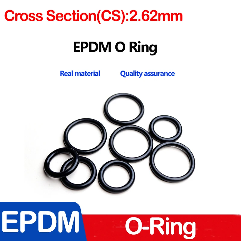 WD CS 2.62mm,EPDM O Rings Inner Diameter 1.24-247.32mm Acid and Alkali Resistance Water Resistance Friction Resistance