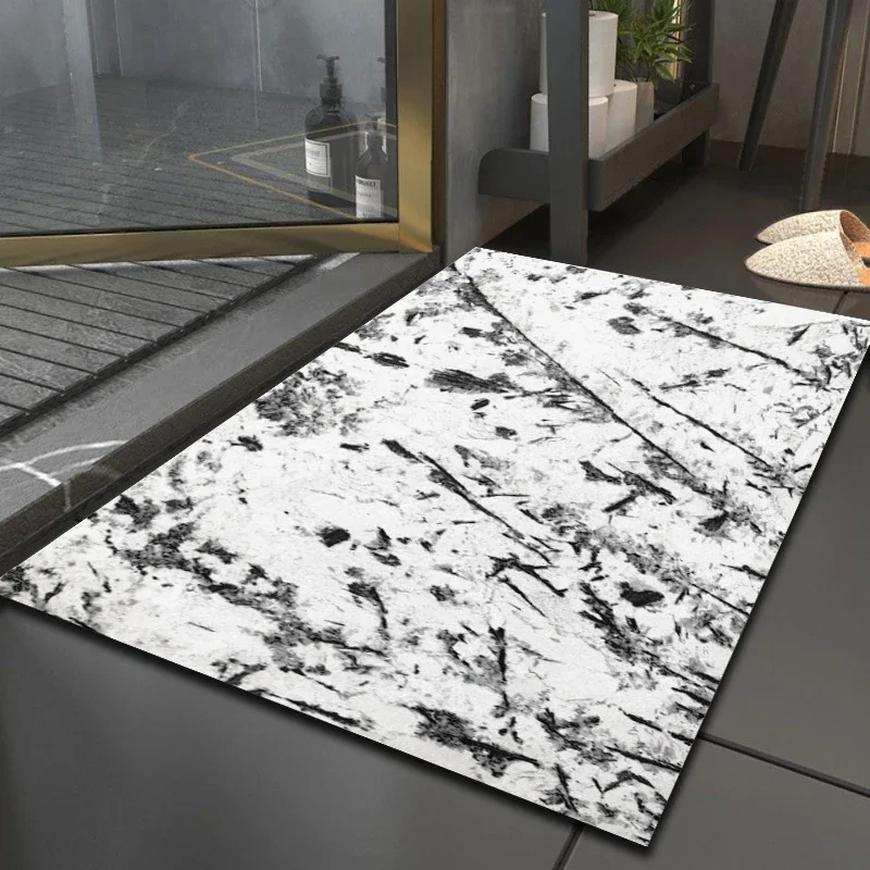 Light luxury marble design style large Absorbent Floor Mat，Quick-drying absorbent carpet，Kitchen carpet，Bathroom non-slip mat