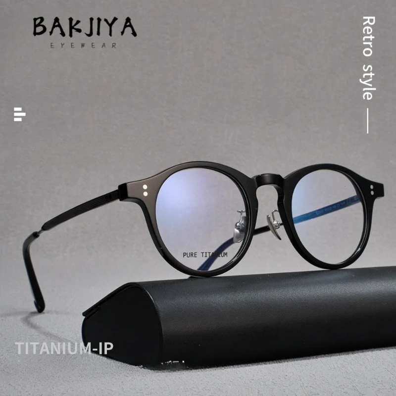 

Сверхлегкие очки из чистого ацетата титана, оправа для мужчин, трендовые очки для близорукости по рецепту, удобные винтажные овальные очки с большим лицом