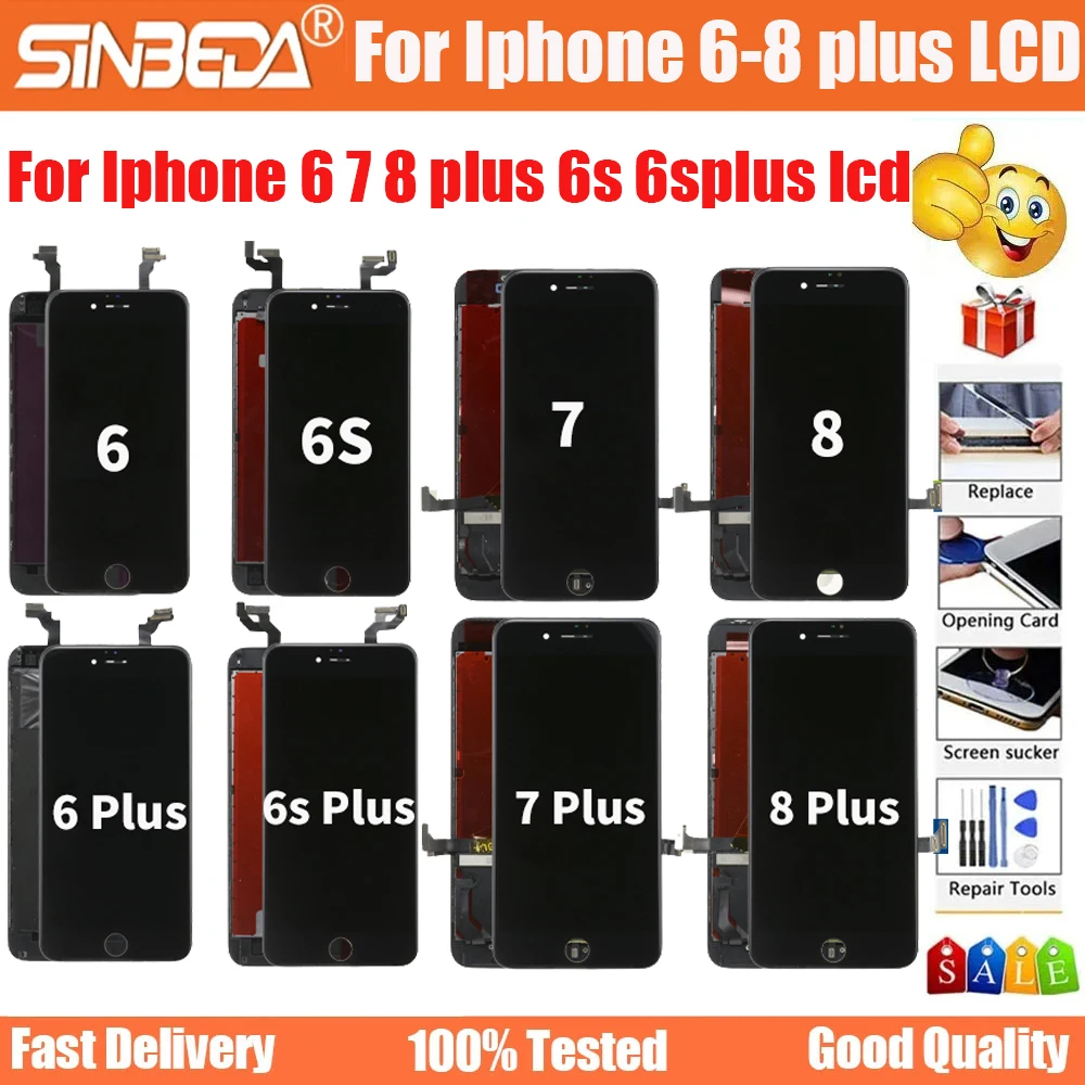 

100% Tested New Display For iPhone 5 5S 5C 6 6S 7 8 LCD Display Screen Touch Screen Digitizer Assembly For iPhone 6 7 8 Plus lcd