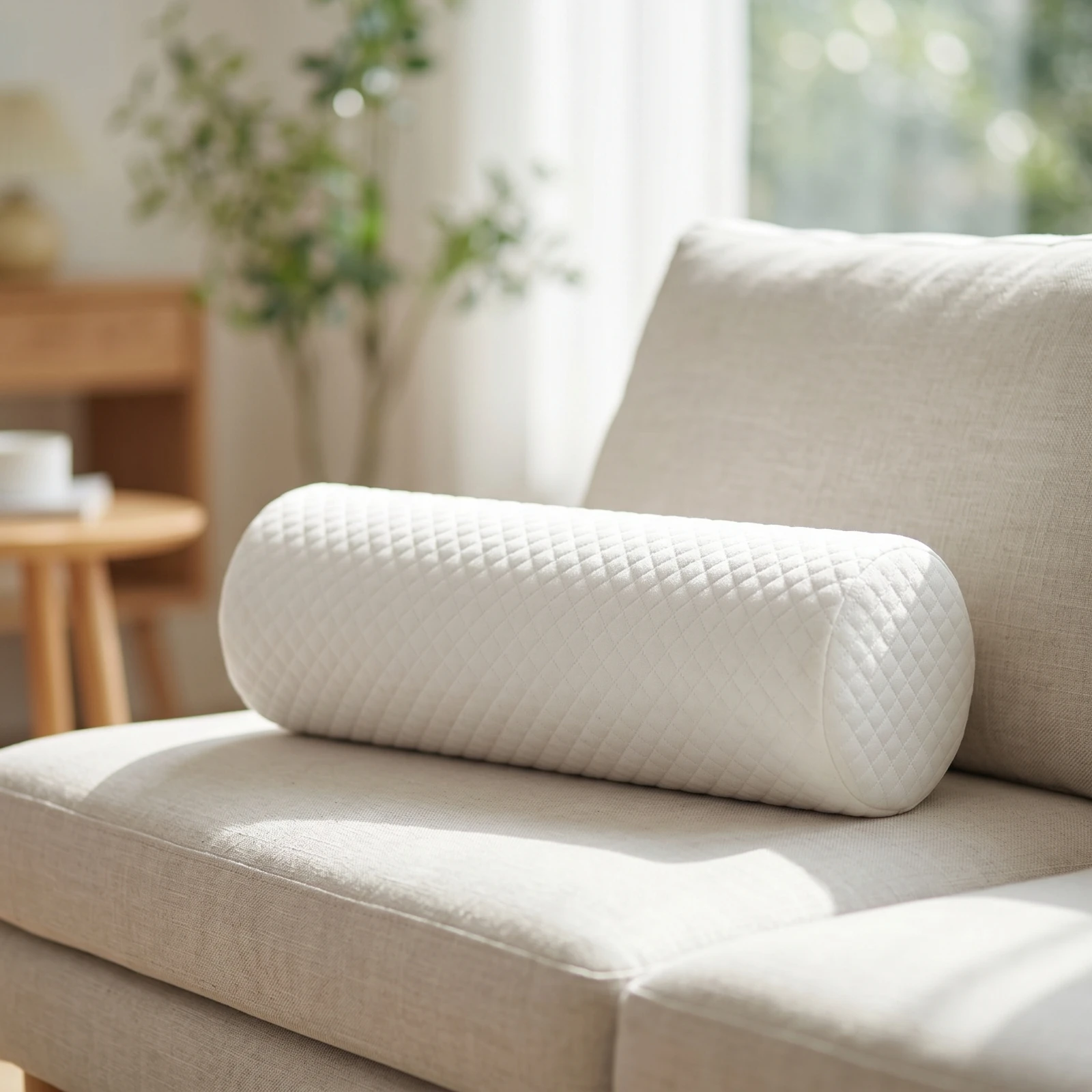Cervical Roll Pillow Quilted Neck Support Pillow Support Pillow High-Resilience Zippered for Back Sleepers, Bed, Sofa